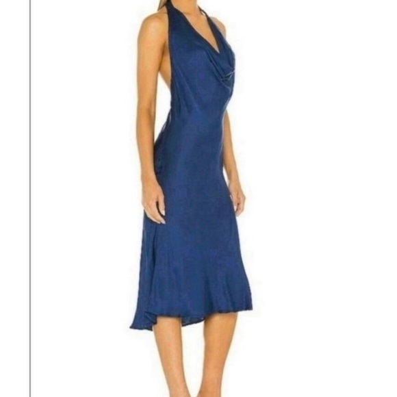 Young, Fabulous and Broke x Revolve blue midi slip dress size small - Picture 2 of 10